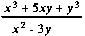 <x^3 + 5xy + y^3 \over x^2 - 3y}